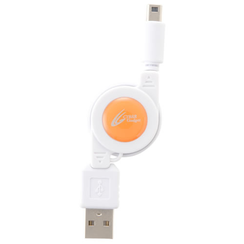 CYBER・USB巻き取り充電ケーブル（New 2DS LL用） 〈ホワイト×オレンジ〉