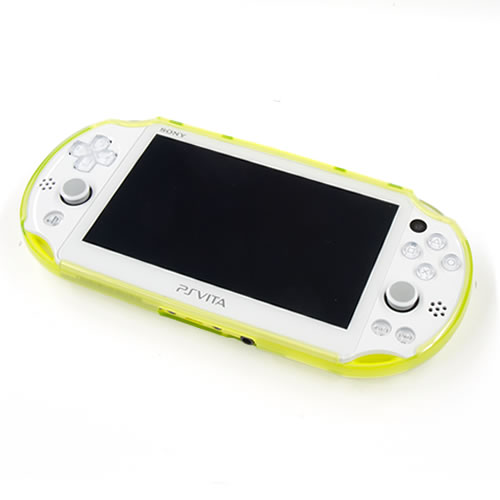 PS Vita（PCH-2000）にCYBER・TPUジャケット（PCH-2000用）〈ライムグリーン〉を装着