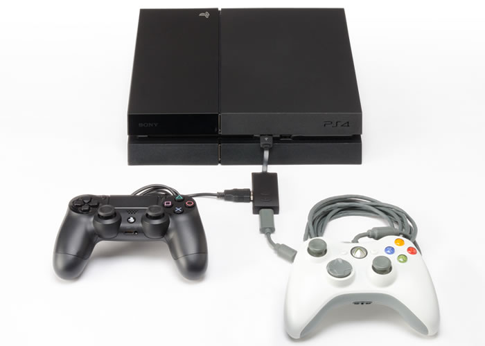 接続例：PS4でXbox 360用コントローラーを使う