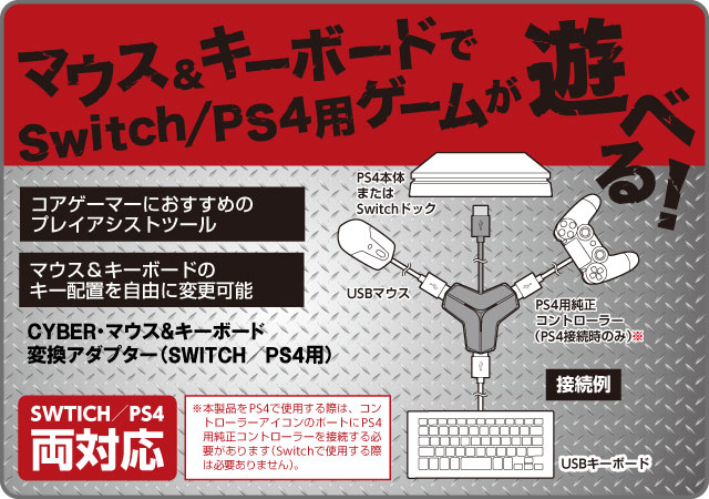 Cyber マウス キーボード変換アダプター Switch Ps4用 サイバーガジェット