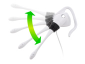 蛇腹ヒンジと回転軸で自由度の高い移動域を実現