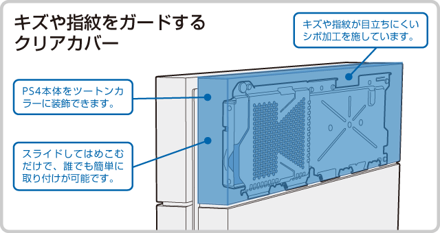 キズや指紋をガードするクリアカバー