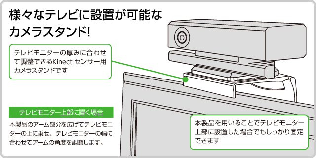 さまざまなテレビに設置が可能なカメラスタンド！